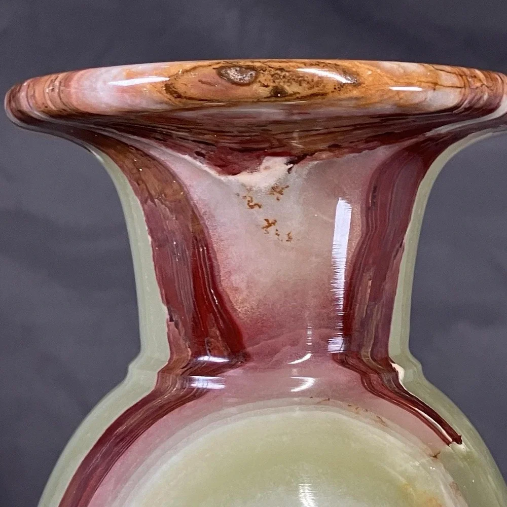 Vintage Carved Marbled Onyx Stone 11.5